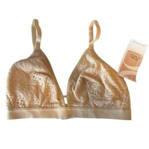 All You Lively NWT Bralette Size 1 (32-34 D-DDD) Neutral Nude Beige Lace ADR35